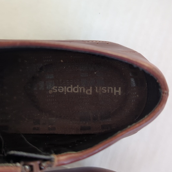 Hush Puppies Tottenham Leather Heeled Ankle Boots 9M Red Brown Granny - Picture 10 of 15